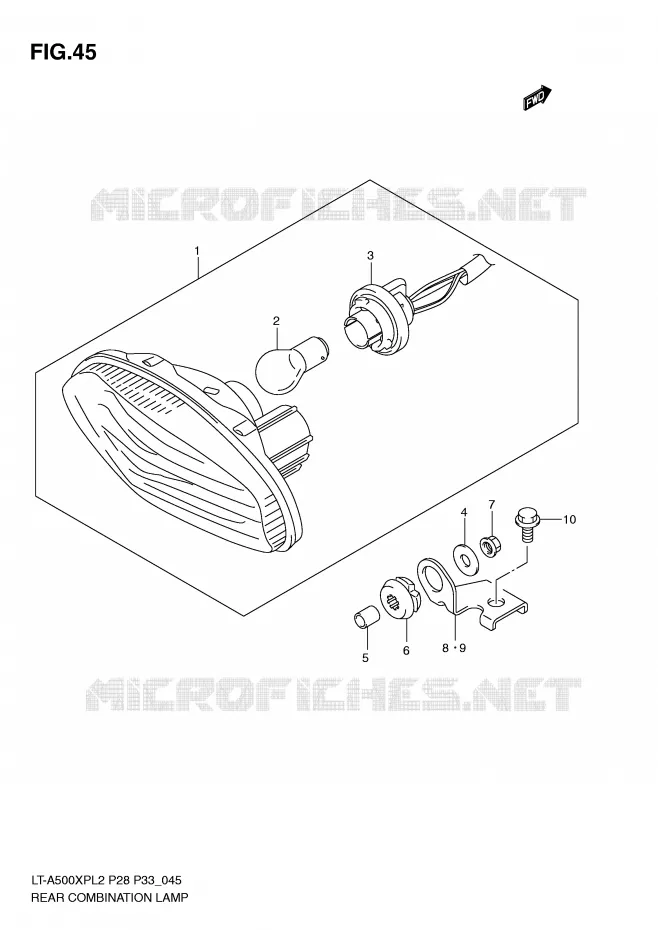 ACHTERLICHT (LT-A500XPZL2 P33) Suzuki QUAD 500 KINGQUAD 2012  LT-A500XPL2(P28)