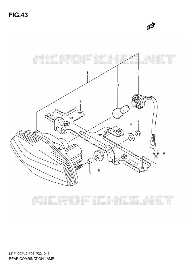 ACHTERLICHT (LT-F400FL2 P33) Suzuki QUAD 400 KINGQUAD 2012  LT-F400FZL2(P28)