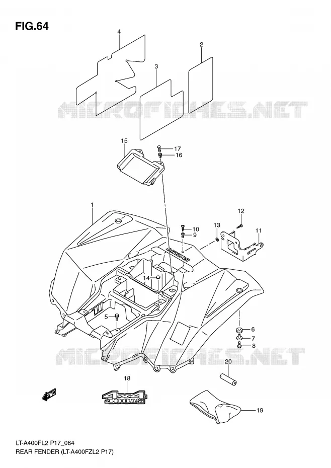 ACHTERSPATBORD (LT-A400FZL2 P17) Suzuki QUAD 400 KINGQUAD 2012  LT-A400L2(P17)