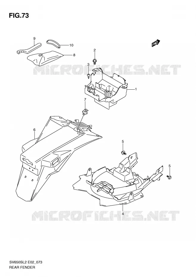 ACHTERSPATBORD (SV650SAL2 E24) Suzuki MOTO 650 SV 2012  SV650SL2(E02)