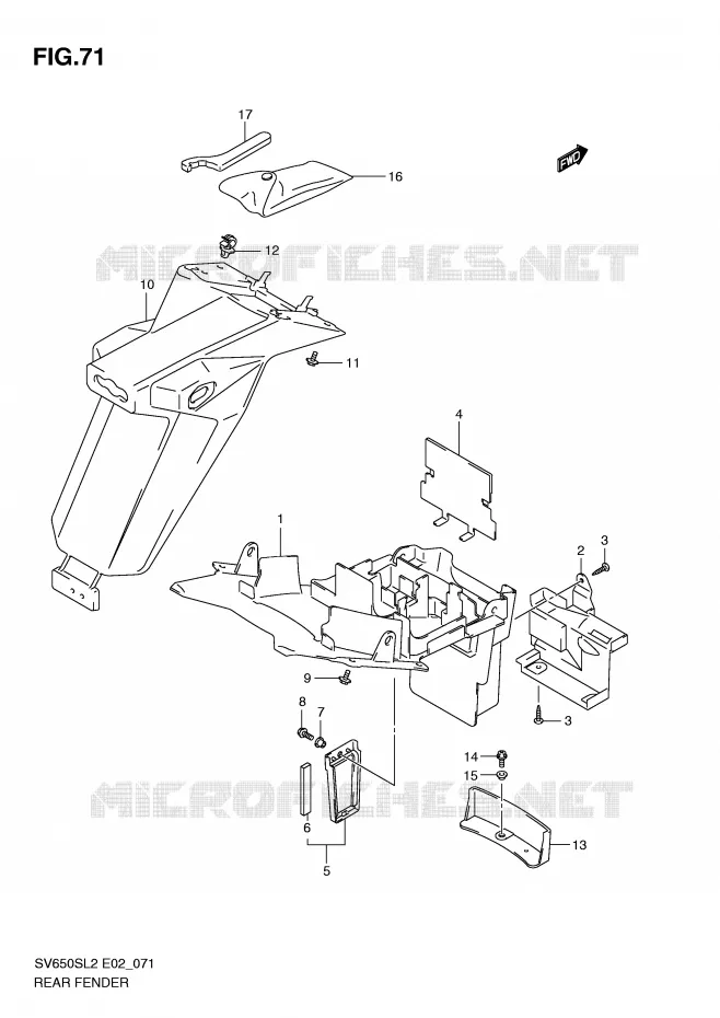 ACHTERSPATBORD (SV650SL2 E24) Suzuki MOTO 650 SV 2012  SV650SL2(E02)