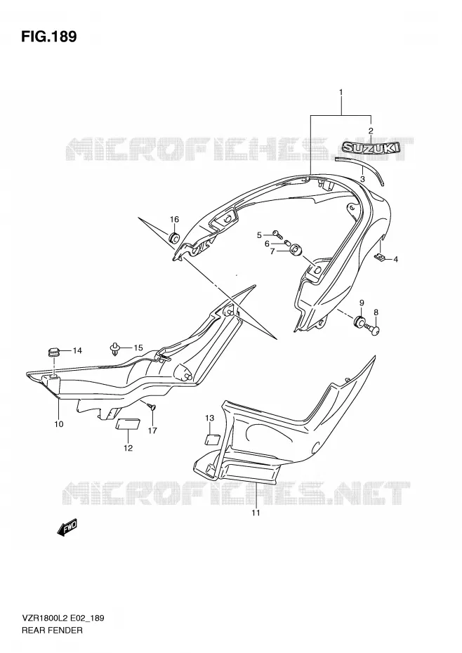 ACHTERSPATBORD (VZR1800L2 E24) Suzuki MOTO 1800 INTRUDER 2012  VZR1800L2(E02)