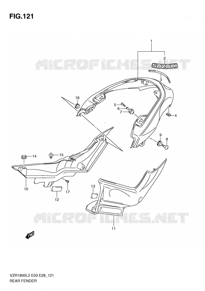 ACHTERSPATBORD (VZR1800L2 E33) Suzuki MOTO 1800 INTRUDER 2012  VZR1800L2(E03)