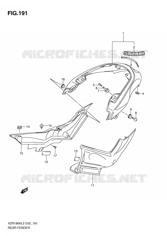 ACHTERSPATBORD (VZR1800UFL2 E19) Suzuki MOTO 1800 INTRUDER 2012  VZR1800L2(E02)