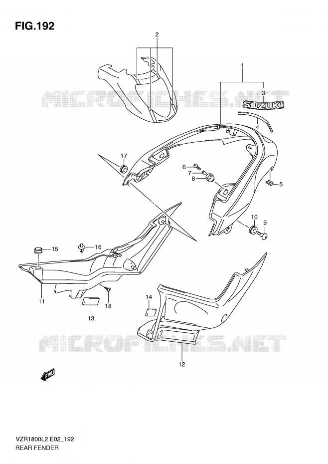 ACHTERSPATBORD (VZR1800ZL2 E02) Suzuki MOTO 1800 INTRUDER 2012  VZR1800L2(E02)