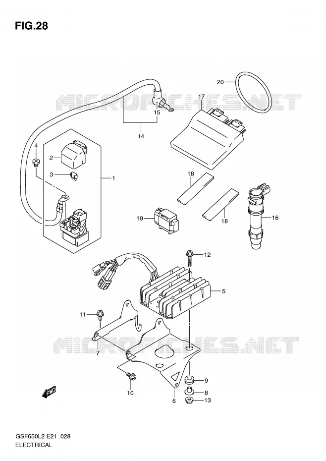 ELEKTRISCH (GSF650AL2 E21) Suzuki MOTO 650 BANDIT 2015  GSF650SAL2(E21)