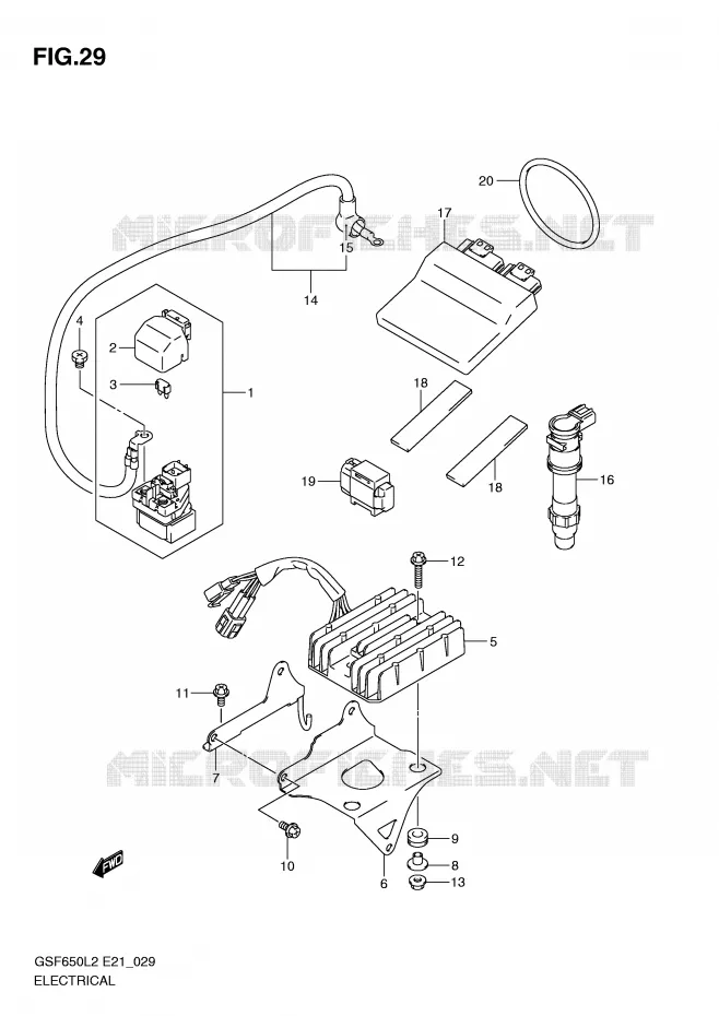 ELEKTRISCH (GSF650UAL2 E21) Suzuki MOTO 650 BANDIT 2012  GSF650SL2(E21)