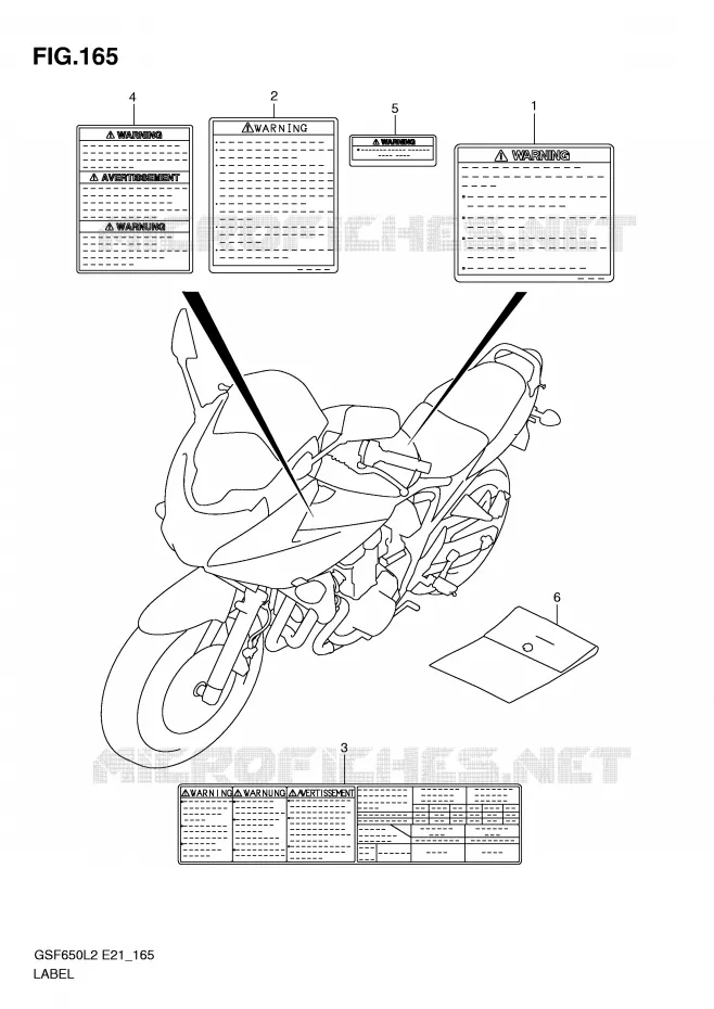 ETIKET (GSF650SAL2 E21) Suzuki MOTO 650 BANDIT 2012  GSF650AL2(E21)