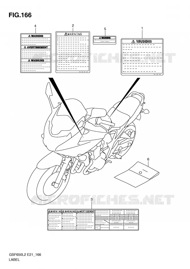 ETIKET (GSF650SUAL2 E21) Suzuki MOTO 650 BANDIT 2012  GSF650UAL2(E21)