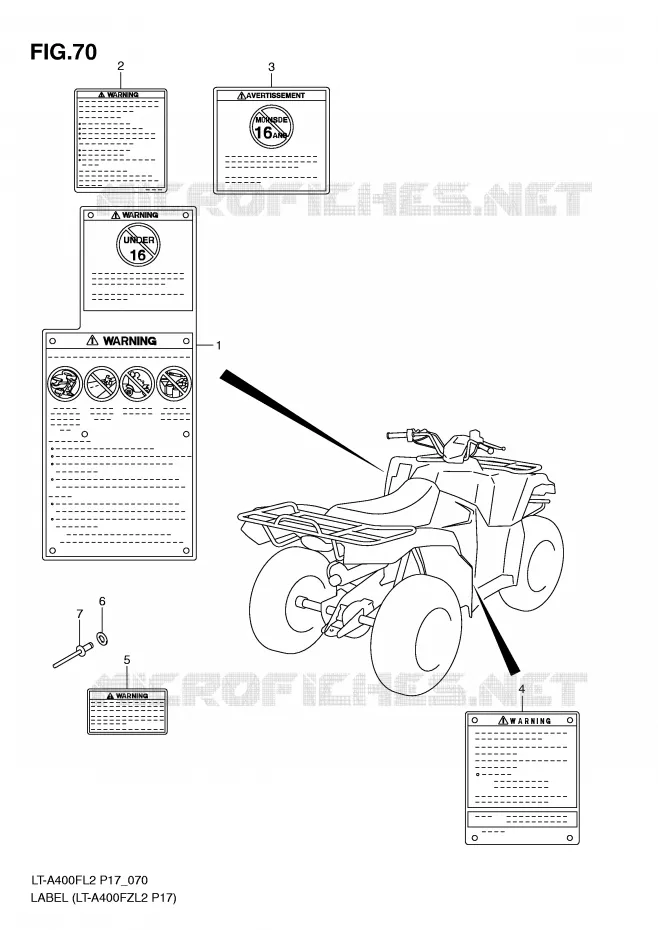 ETIKET (LT-A400FZL2 P17) Suzuki QUAD 400 KINGQUAD 2012  LT-A400FZL2(P17)