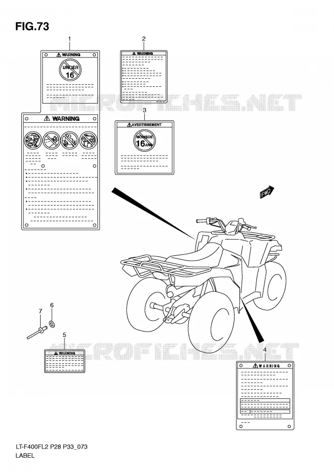 ETIKET (LT-F400FZL2 P28) Suzuki QUAD 400 KINGQUAD 2012  LT-F400FZL2(P28)