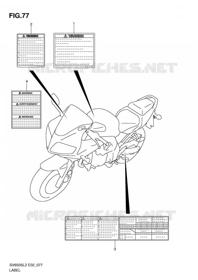 ETIKET (SV650SL2 E24) Suzuki MOTO 650 SV 2012  SV650SAL2(E02)