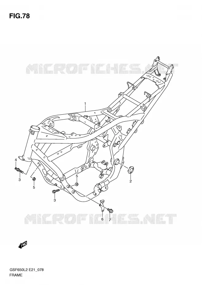 FRAME (GSF650AL2 E21) Suzuki MOTO 650 BANDIT 2012  GSF650SUL2(E21)