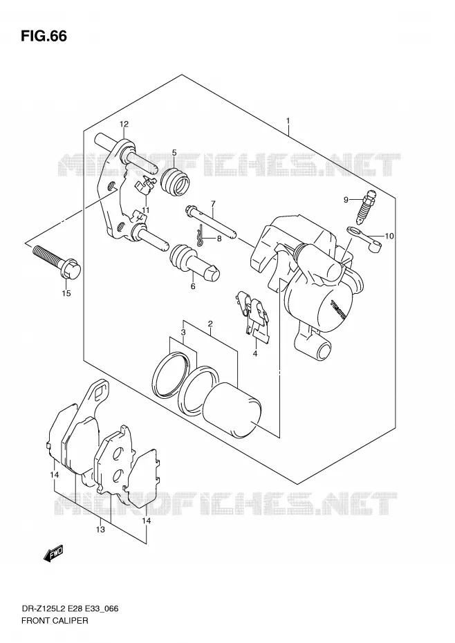 FRONT CALIPER (DR-Z125LL2 E28) Suzuki MOTO 125 DR-Z 2012  DR-Z125L2(E28)