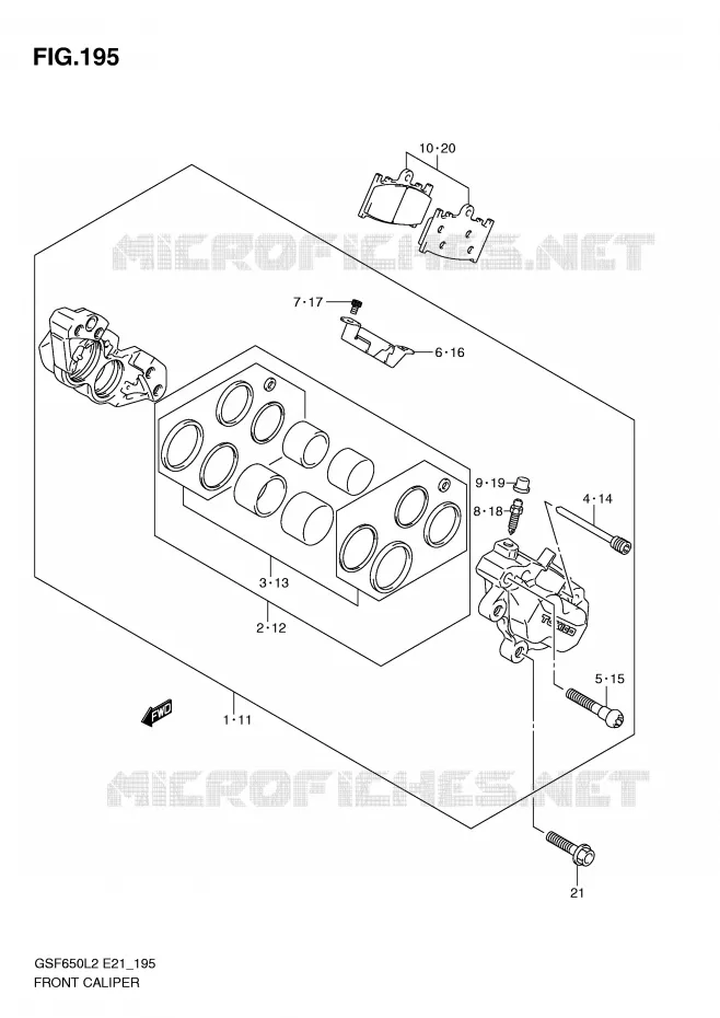 FRONT CALIPER (GSF650SAL2 E21) Suzuki MOTO 650 BANDIT 2012  GSF650SUAL2(E21)
