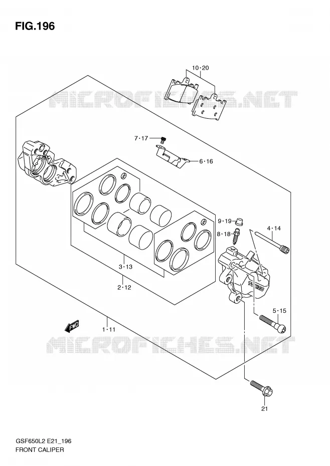 FRONT CALIPER (GSF650SUAL2 E21) Suzuki MOTO 650 BANDIT 2012  GSF650SUAL2(E21)