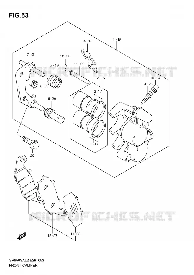 FRONT CALIPER Suzuki MOTO 650 SV-S 2012  SV650SAL2(E28)