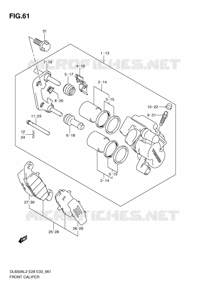 FRONT CALIPER Suzuki MOTO 650 V-STROM 2012  DL650AL2(E28)