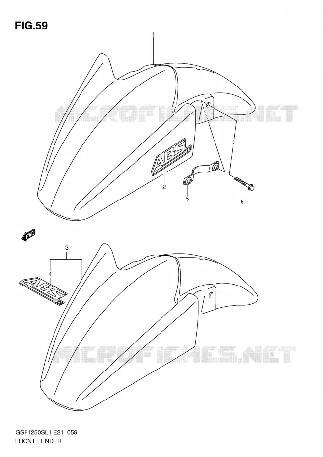 FRONT FENDER (GSF1250SAL1 E21) Suzuki MOTO 1250 BANDIT 2011  GSF1250SL1(E21)