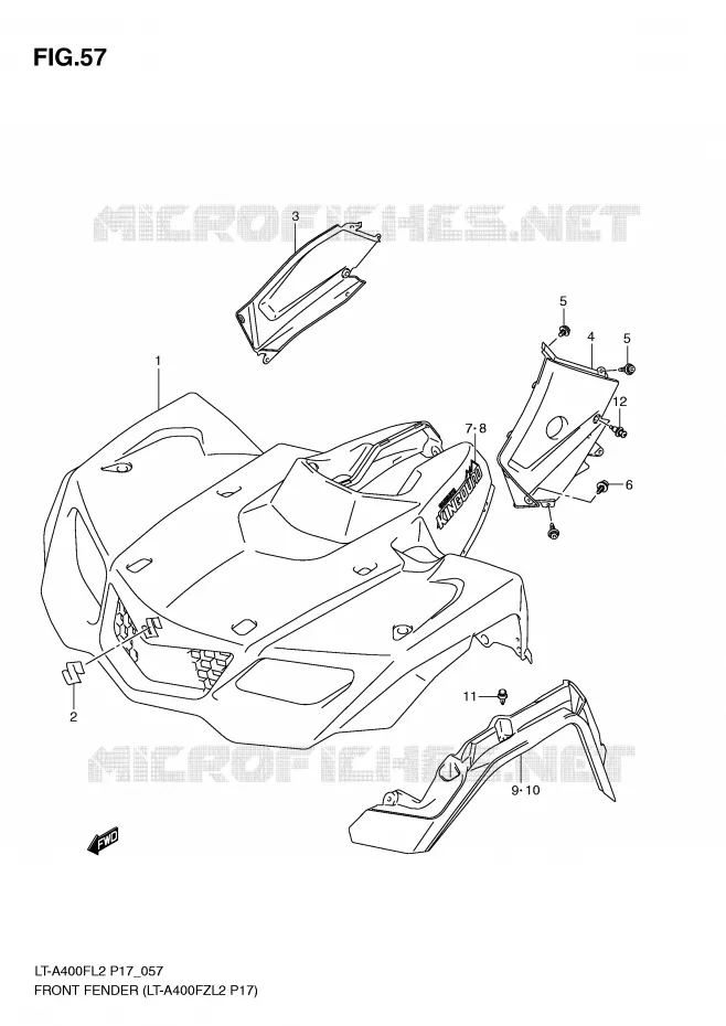 FRONT FENDER (LT-A400FZL2 P17) Suzuki QUAD 400 KINGQUAD 2012  LT-A400L2(P17)