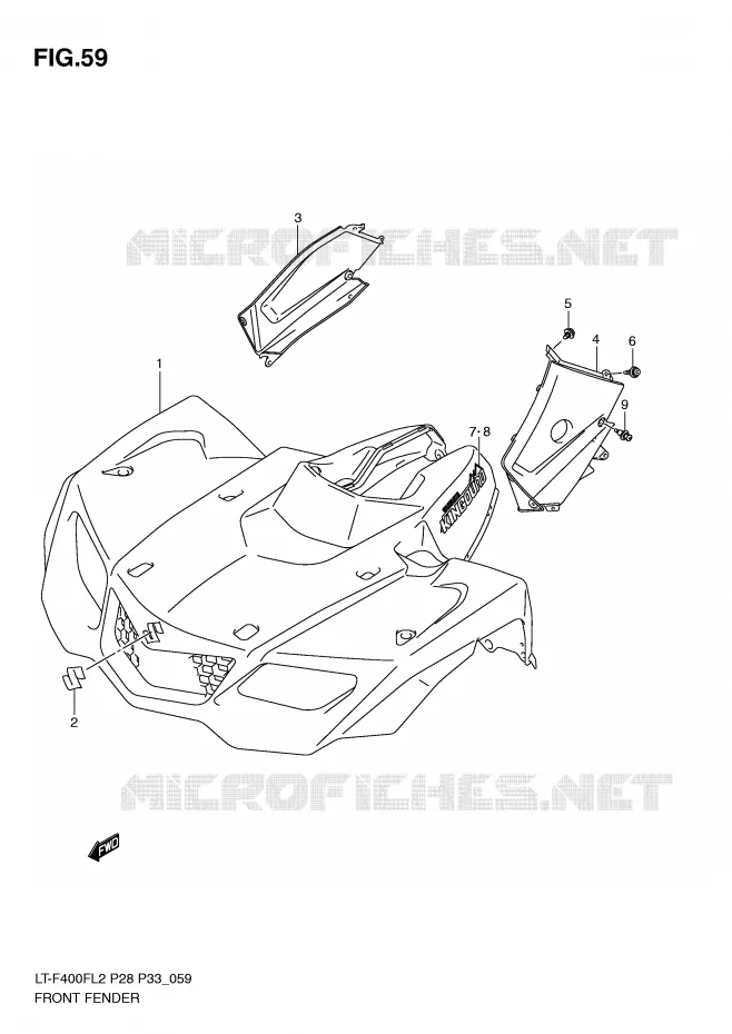 FRONT FENDER (LT-F400FL2 P33) Suzuki QUAD 400 KINGQUAD 2012  LT-F400FL2(P28)