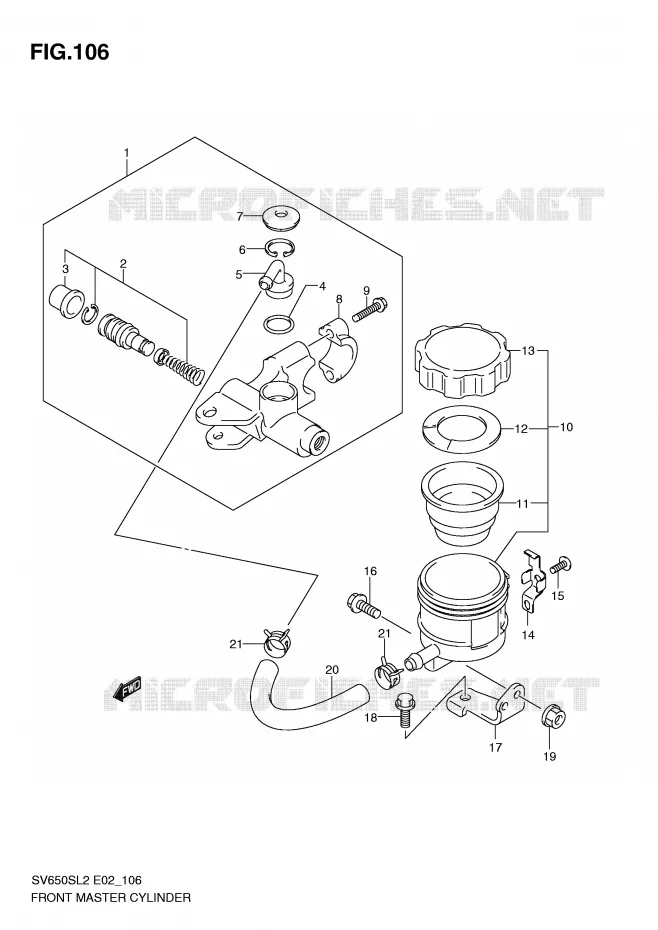 FRONT HOOFDREMCILINDER (SV650SL2 E2) Suzuki MOTO 650 SV 2012  SV650SUL2(E02)