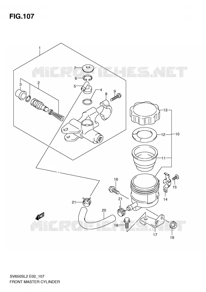 FRONT HOOFDREMCILINDER (SV650SL2 E24) Suzuki MOTO 650 SV 2012  SV650SUL2(E02)