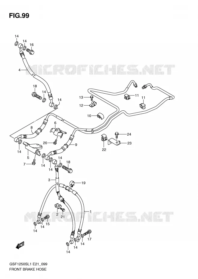 FRONT REMSLANG (GSF1250SL1 E24) Suzuki MOTO 1250 BANDIT 2011  GSF1250SL1(E21)