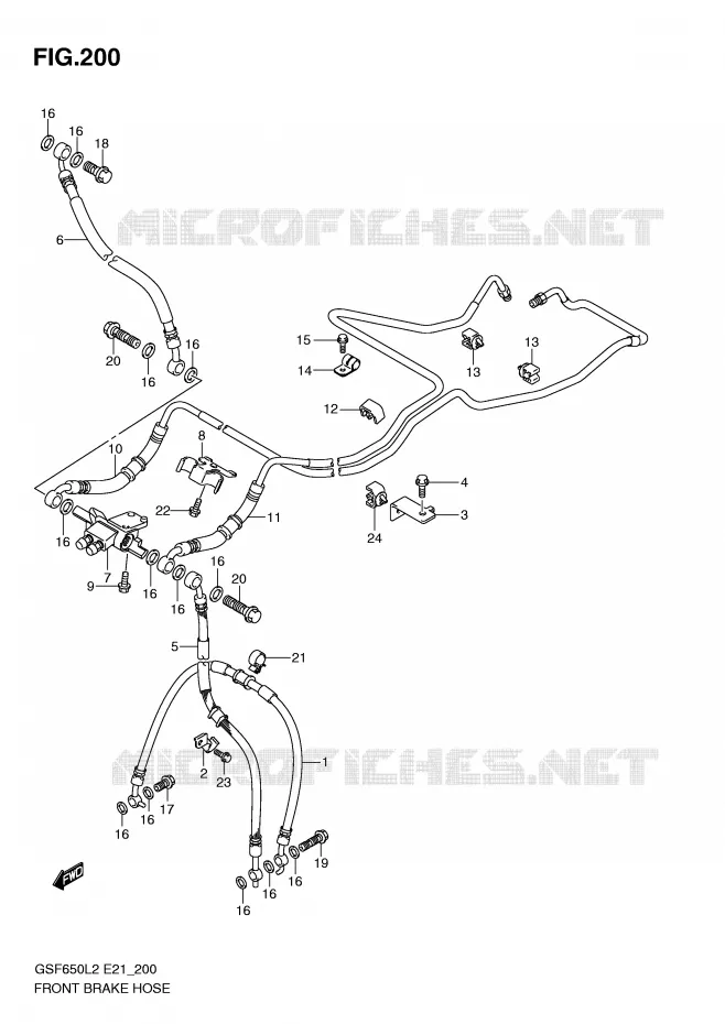 FRONT REMSLANG (GSF650UAL2 E21) Suzuki MOTO 650 BANDIT 2016  GSF650SAL2(E21)