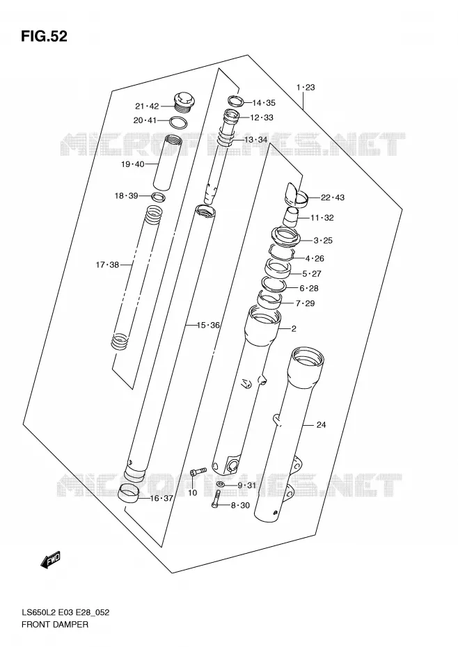 FRONT SCHOKDEMPER Suzuki MOTO 650 BOULEVARD 2012  LS650L2(E03)
