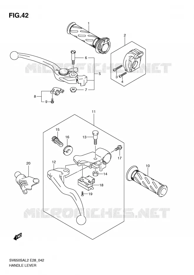 HANDGRIPS - LEVERS Suzuki MOTO 650 SV-S 2012  SV650SAL2(E28)