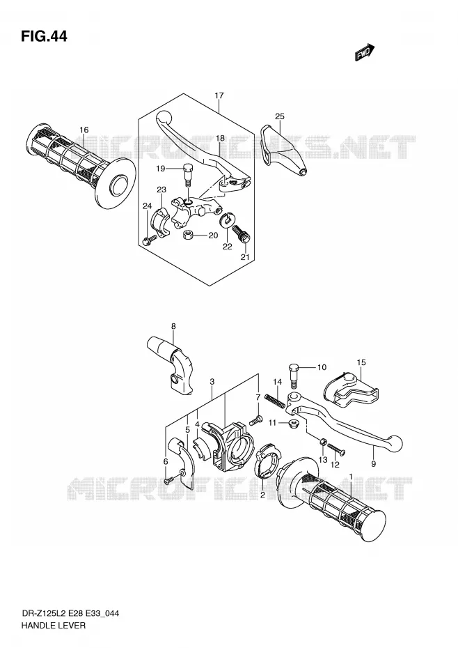 HEFBOMEN - HANDGRIPS (DR-Z125LL2 E33) Suzuki MOTO 125 DR-Z 2012  DR-Z125L2(E28)