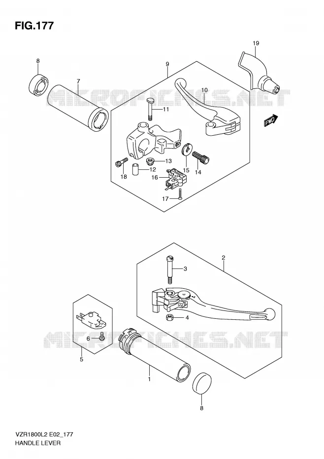 HEFBOMEN - HANDGRIPS (VZR1800L2 E02) Suzuki MOTO 1800 INTRUDER 2012  VZR1800ZUFL2(E02)