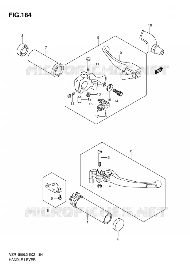HEFBOMEN - HANDGRIPS (VZR1800ZL2 E24) Suzuki MOTO 1800 INTRUDER 2012  VZR1800ZL2(E02)
