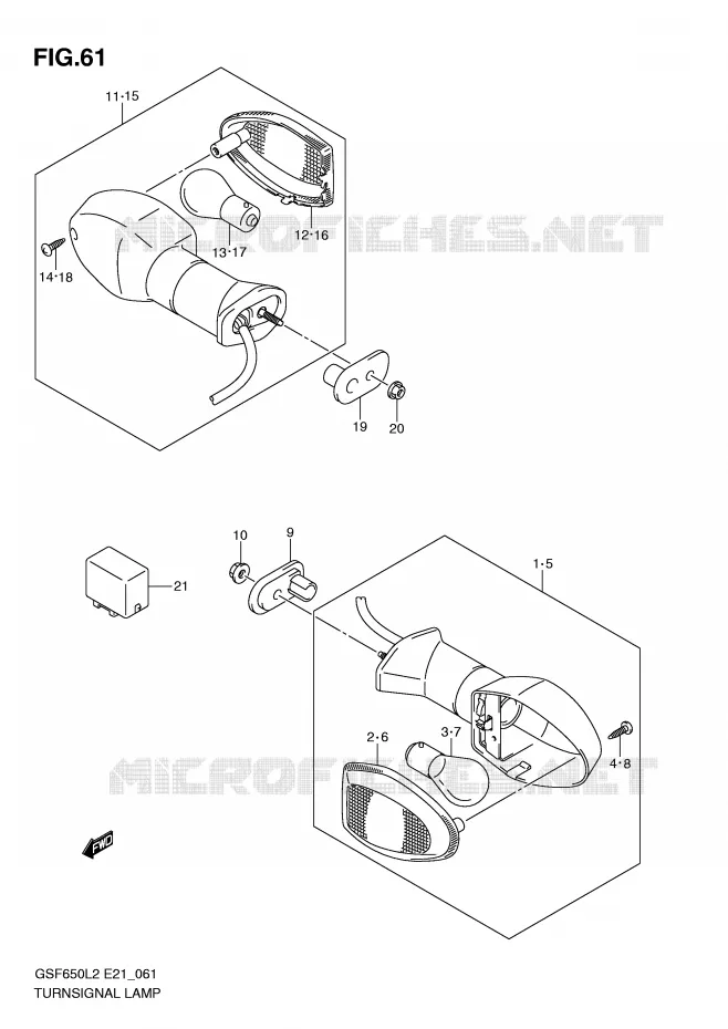 INDICATOREN (GSF650UAL2 E21) Suzuki MOTO 650 BANDIT 2012  GSF650SL2(E21)