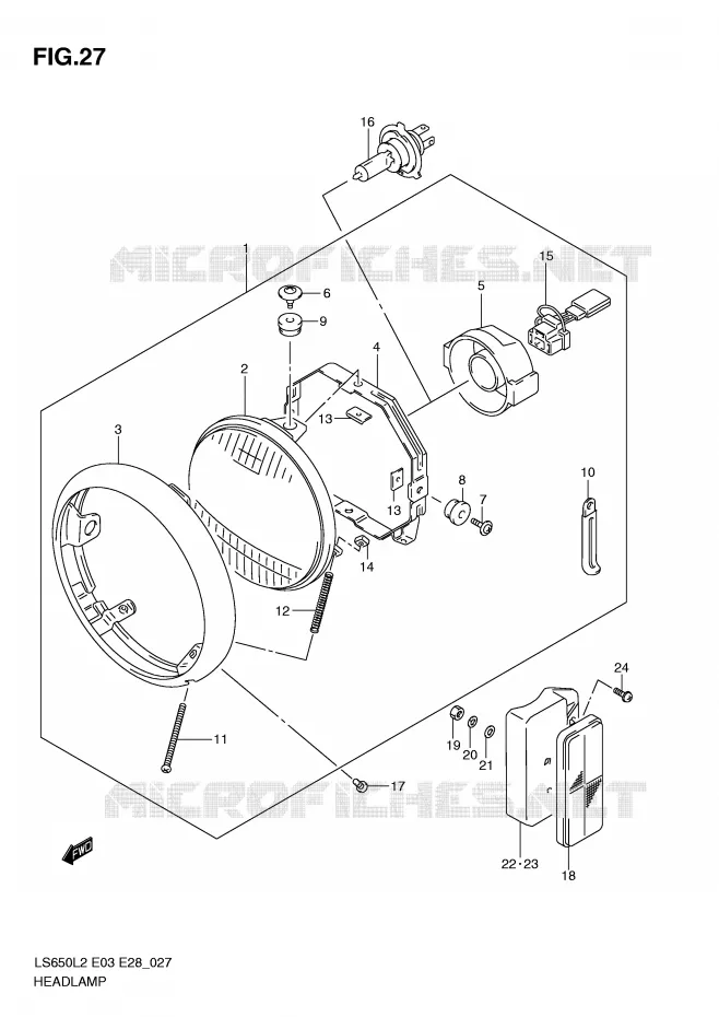 KOPLAMP Suzuki MOTO 650 BOULEVARD 2012  LS650L2(E03)