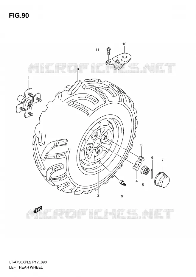 LINKERHAND ACHTERWIEL (LT-A750XPL2 P17) Suzuki QUAD 750 KINGQUAD 2012  LT-A750XPZL2(P17)