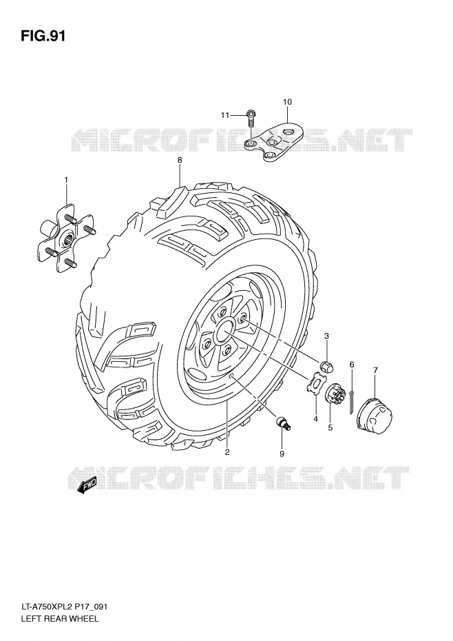 LINKERHAND ACHTERWIEL (LT-A750XPL2 P24) Suzuki QUAD 750 KINGQUAD 2012  LT-A750XPL2(P17)
