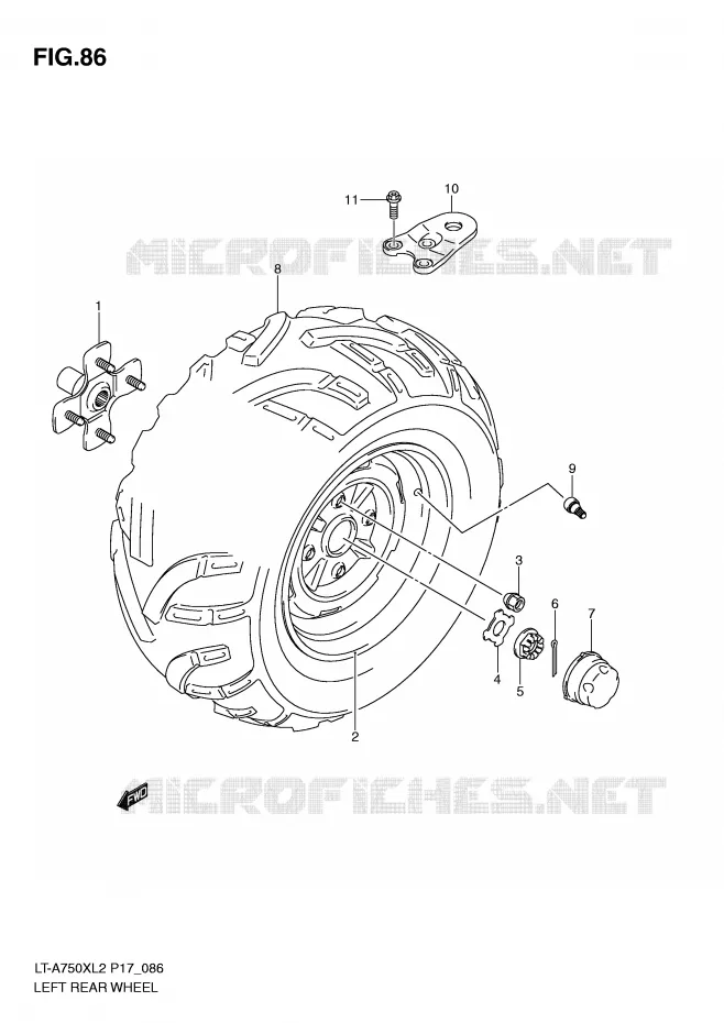 LINKERHAND ACHTERWIEL Suzuki QUAD 750 KINGQUAD 2012  LT-A750XZL2(P17)