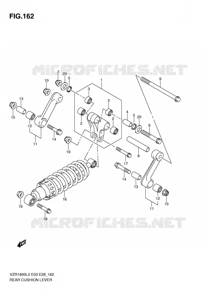 SCHOKBREKER AANEENSCHAKELING (VZR1800ZL2 E33) Suzuki MOTO 1800 INTRUDER 2012  VZR1800L2(E03)