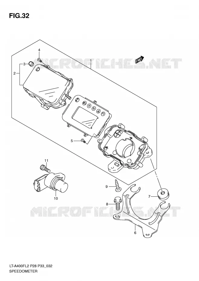 SNELHEIDSMETER (LT-A400FZL2 P28) Suzuki QUAD 400 KINGQUAD 2012  LT-A400FZL2(P28)