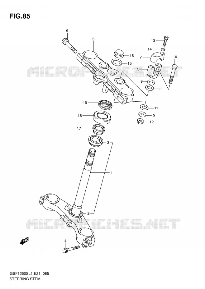 STUURKOLOM (GSF1250SAL1 E24) Suzuki MOTO 1250 BANDIT 2011  GSF1250SL1(E21)