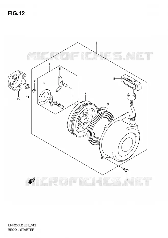 TERUGLOOPSTARTER Suzuki QUAD 250 OZARK 2012  LT-F250L2(E33)