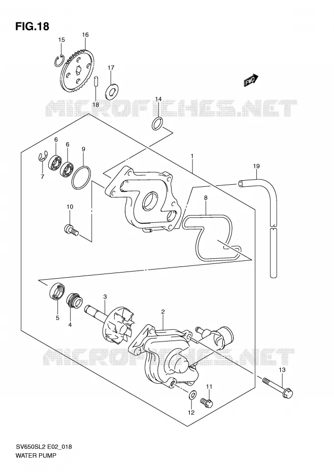 WATERPOMP Suzuki MOTO 650 SV 2012  SV650SAL2(E02)