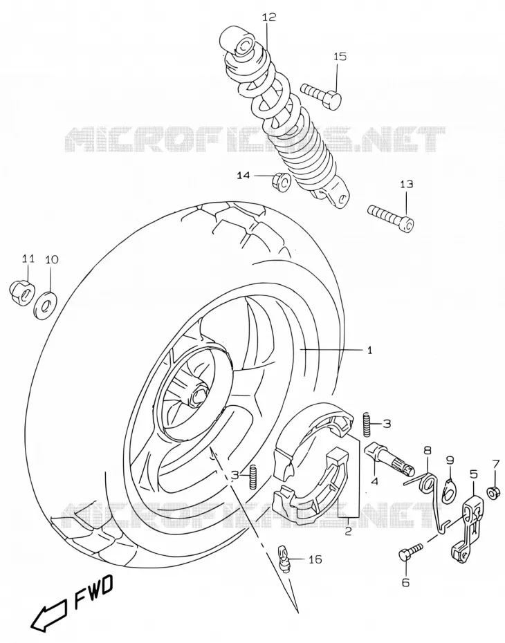 ACHTERWIEL (MODELE AY50 K1) Suzuki SCOOTER 50 KATANA 2001  AY50WRYK1