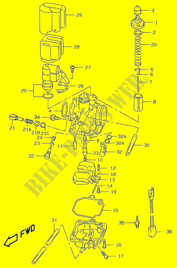 CARBURATOR (MODELE AY50W/WR V/W/X/Y) voor Suzuki KATANA 50 2001
