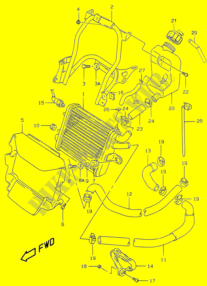 RADIATOR (MODELE AY50W/WRV/W/X/Y) voor Suzuki KATANA 50 2001