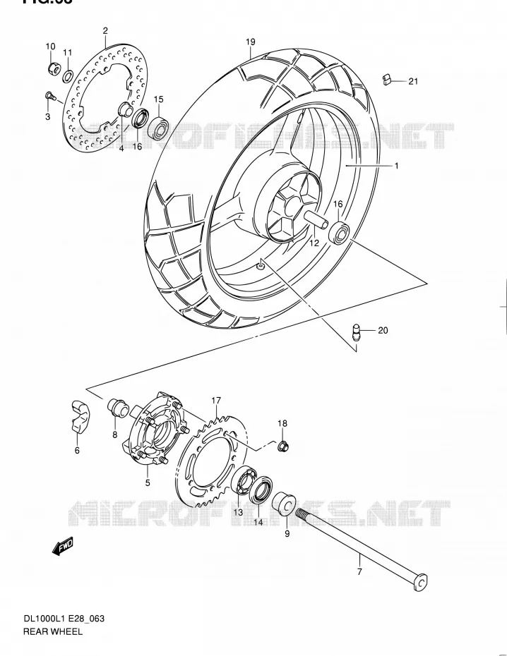 ACHTERWIEL Suzuki MOTO 1000 V-STROM 2011  DL1000 L1 (E03,E28,E33)