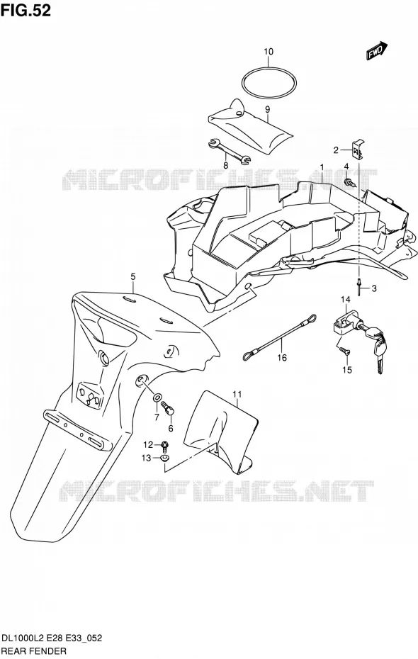 ACHTERSPATBORD Suzuki MOTO 1000 V-STROM 2012  DL1000L2(E03,E28,E33)
