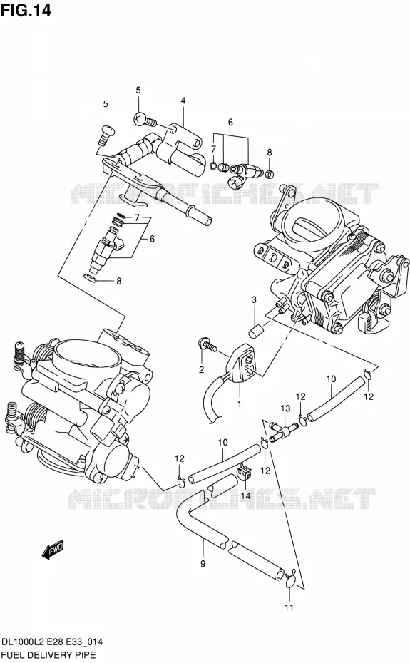 BRANDSTOFINJECTOREN (DL1000L2 E33) Suzuki MOTO 1000 V-STROM 2012  DL1000L2(E03,E28,E33)
